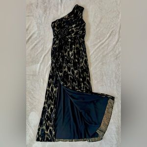 BCBG Metallic Gold One Sleeve Dress-Never worn.